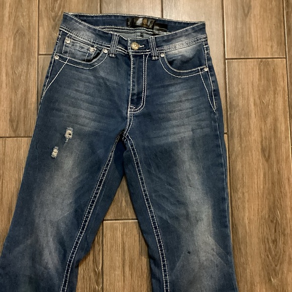 R3bel Jeans Woman’s 7/26Bootcut Denim Emblellished Stones Distressed - Picture 5 of 7